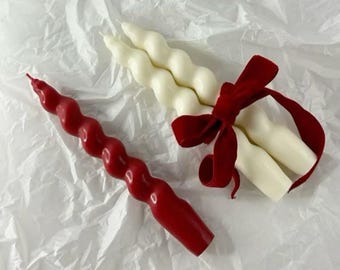 6 Stück gedrehte Stumpenkerzen, handgefertigte Spiralduft, moderne Tischdekoration