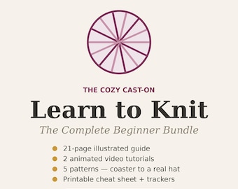 Knit Academy-Learn to Knit Bundle | Beginner Guide, Videos, Patterns (Digital Download)