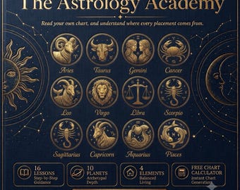 Astrology Course for Beginners-16 Lessons+Free Birth Chart Calculator,Signs,Houses and Aspects.