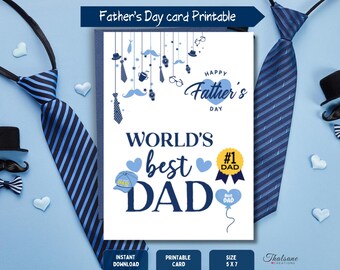 Druckbare Vatertagskarte, Weltbeste Dad Karte, 5x7 Instant Download, Print at Home