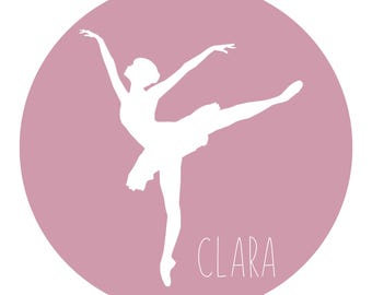 Personalisierter Wandsticker für Kinderzimmer | Abnehmbarer Namensaufkleber mit Wunschmotiv: Ballerina, Tennis, Karate, Fussball, Einhorn