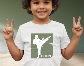 Personalisiertes Karate Shirt Kinder | Judo T-Shirt mit Name | Taekwondo Geschenk Junge  | Kampfsport Shirt
