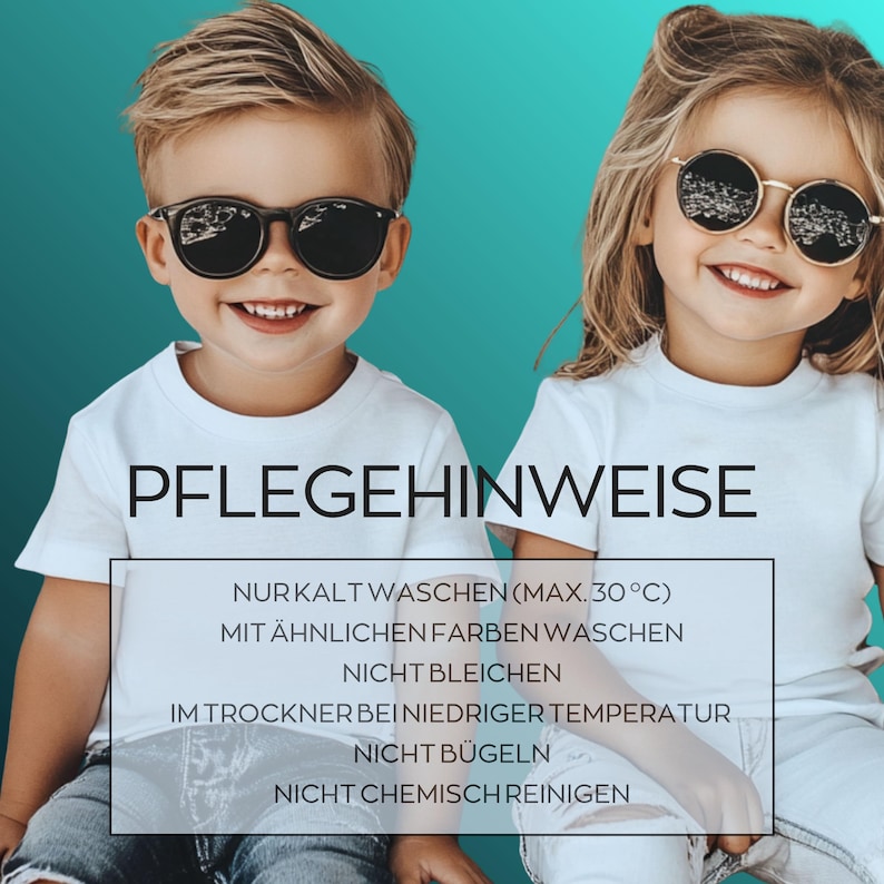 Puede incluir: Una camiseta blanca con el texto PFLEGEHINWEISE seguido de las instrucciones de cuidado: NUR KALT WASCHEN (MAX. 30&deg;C), MIT &Auml;HNLICHEN FARBEN WASCHEN, NICHT BLEICHEN, IM TROCKNER BEI NIEDRIGER TEMPERATUR, NICHT B&Uuml;GELN, NICHT CHEMISCH REINIGEN.