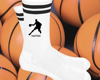 Personalisierte Sportsocken mit Namen | Fußball Basketball Tennis Handball Karate BMX Skateboard | Individuelles Geschenk Sportler