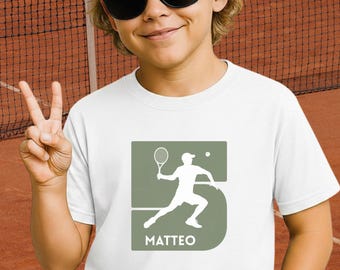 Geburtstag Tennis Kinder Shirt mit Wunschname und Alter / Personalisiertes Sportshirt für Jungen