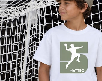 Handball Geburtstag T-Shirt Jungen  personalisiert mit Namen, Handballspieler Sport Shirt Kinder, Geschenk  Junge 5 - 9 Jahre