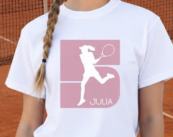Personalisiertes Tennis Shirt Kinder | Tennis T-Shirt mit Name | Geschenk für Mädchen | Tennis Geschenk | Sportshirt Kinder