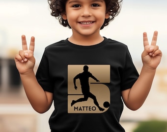 Fußball Trikot Kinder personalisiert Name, T-Shirt Junge Fußballfan, Geschenk Geburtstag Sportgeschenk