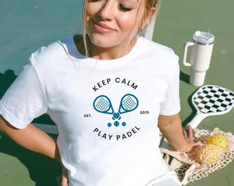 Padel T-Shirt “Keep Calm Play Padel” | Lustiges Padel Geschenk Damen Herren | Tennis Sport Shirt | Geschenk für Padel Spieler