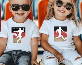 Personalisiertes Fußball Fan Deutschland T-Shirt Kinder Junge mit Name & Nummer. WM Geburtstag Geschenk  5 6 7 8 9 10 11+ Jahre