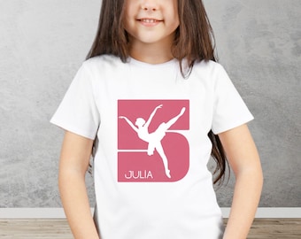 Personalisiertes Ballett Shirt Kinder | T-Shirt mit Name | Ballerina Geschenk Mädchen | Tanzshirt Geburtstag