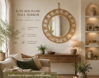Handcrafted Jute Macrame Mirror | Boho Eco-Friendly Wall Decor