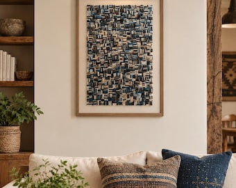 Handmade Yarn Wall Art, Abstract Textile Fiber Decor, Textured Statement Piece (16x24 inches)