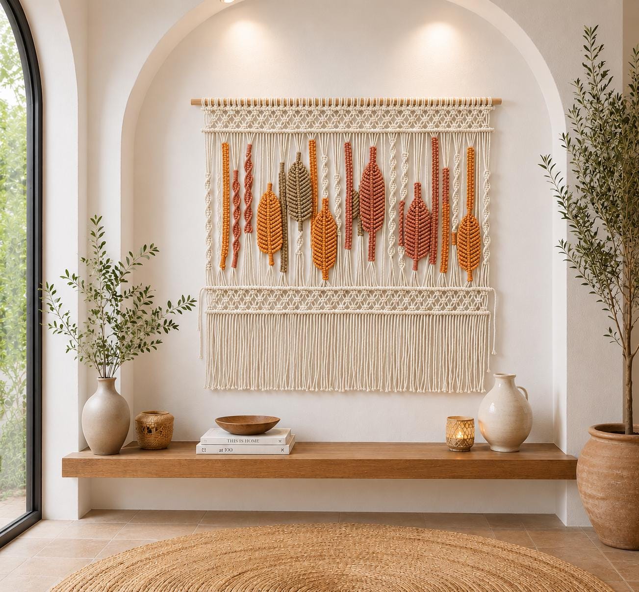 Handmade Macrame Wall Hanging Boho Wall Decor Woven Fiber Art Large Cotton Wall Hanging Custom Size & Custom Colors Available