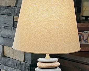 One of a kind Natural Medium Stacked Stone Lamp
