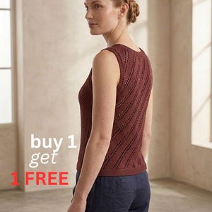 Lace Back Tank Top Knitting Pattern | Women's Summer Cotton DK Knit (PDF Download)
