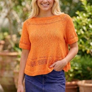 Summer Knit Swing Top Pattern, Loose Fit, Lace Details (PDF Download)