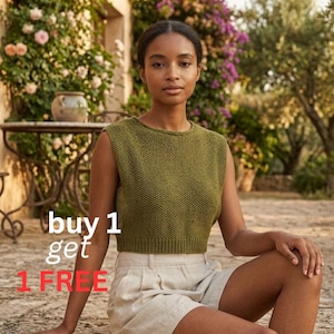 Chilled Out Vest Knitting Pattern, Easy Moss Stitch Tank Top (PDF Download)