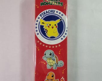 Metalowy piórnik Pokémon Vtg 2002 Nieotwarty Vintage Ash Pikachu Rattata
