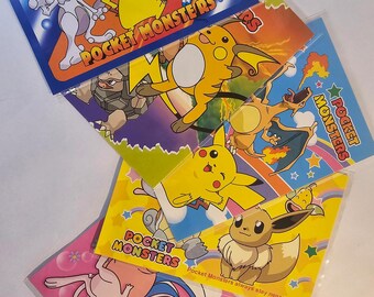 Pokémon Vintage Postcards Pikachu, Eevee, Mew, Mewtwo, Dragonite, kolekcjonerskie sztuki