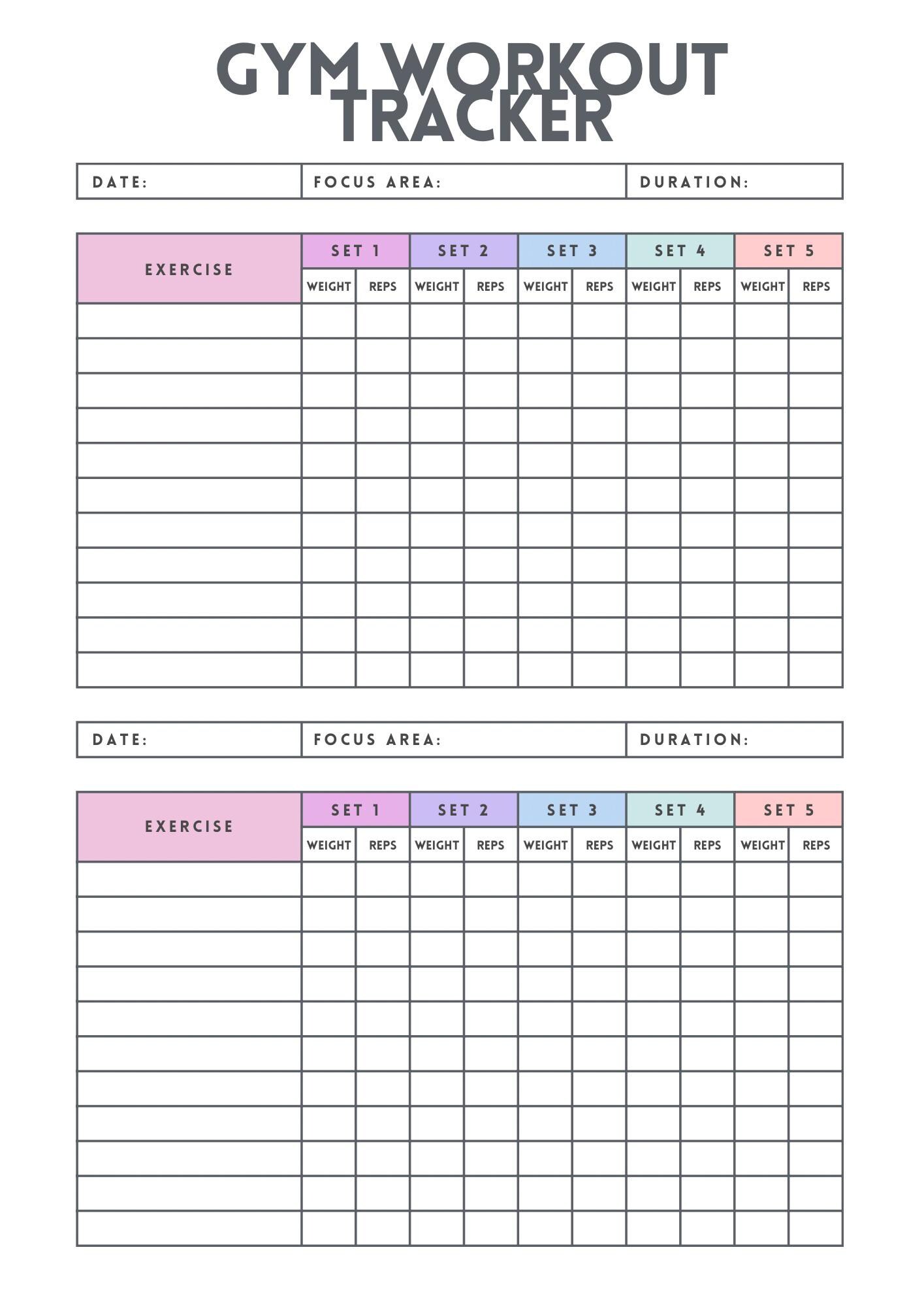 Gym Workout Tracker Printable | Fitness Planner PDF | Workout Log | Gym ...
