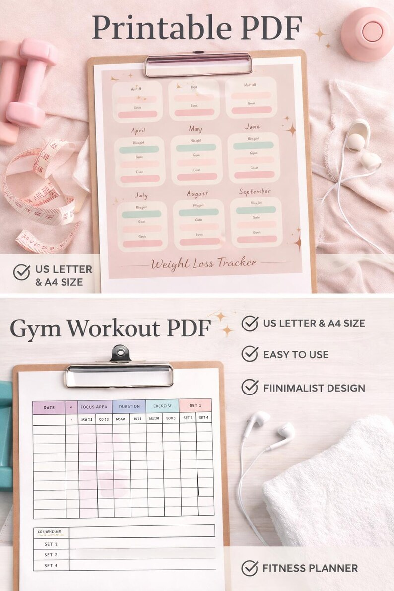 Gym Workout Tracker Printable | Fitness Planner PDF | Workout Log | Gym ...