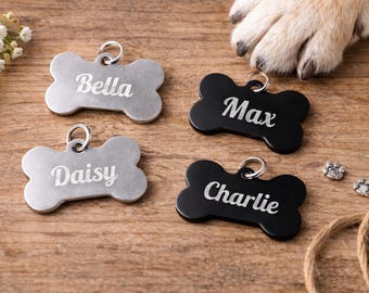 Gepersonaliseerde roestvrijstalen huisdier-ID-tag: gegraveerd hondenpenning in zwarte kleur