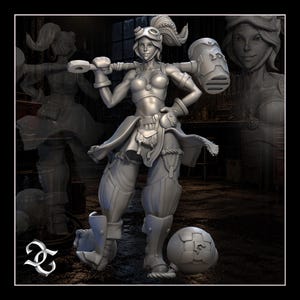 Fuse, the Quantum Smasher | Great Grimoire | Female Engineer, Inventor, Artificer & Hero | 28mm 32mm 35mm Miniature
