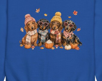 Cute Fall Dachshunds Doxies Weiner Dogs Youth crewneck sweatshirt