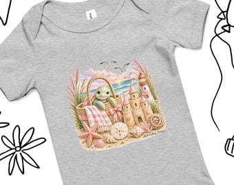 Coastal Baby Turtle By The Shore Baby Girl Bodysuit Snapsuit One Piece