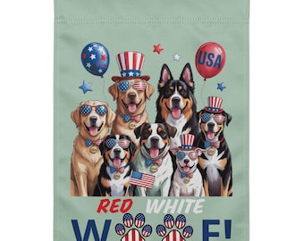 Bandeira de jardim com estampa de cães patrióticos - Verde