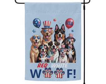Patriotic Dogs Garden Flag - Blue