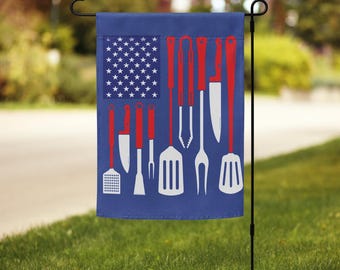 Bandeira "Churrasco Americano!" - Somente Bandeira de Jardim - Patriótica - 4 de Julho