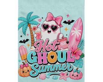 Summerween Hot Ghoul Summer Beach Scene Garden flag