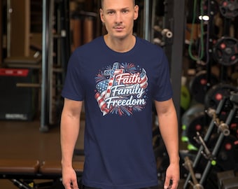 Fé, Família, Liberdade - Camiseta Macia - Dia dos Pais - Patriótica