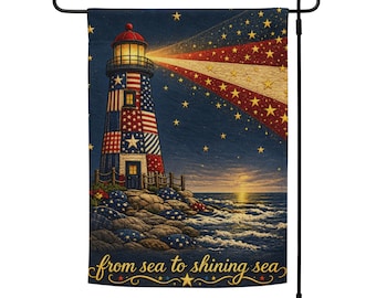 Farol: Bandeira de Jardim "Do Mar ao Mar Brilhante" - Somente Bandeira de Jardim - Presente - Litorâneo