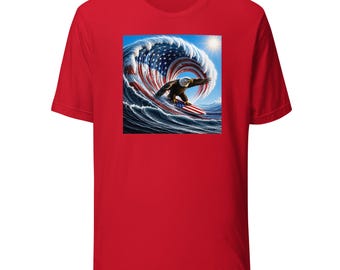 Surfing Eagle - Litorânea - Camiseta Macia - Patriótica - 4 de Julho