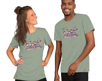 Gatos Patrióticos - Camiseta Macia - 4 de Julho