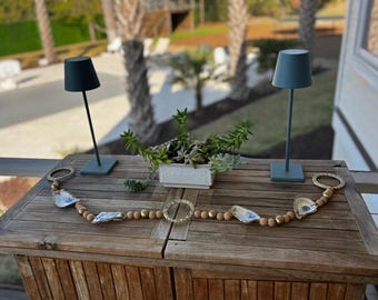 Sweetgrass Ring Oyster Shell Garland Deco--Handmade Lowcountry Coastal Decor--Charleston SC--Housewarming Hostess Gift