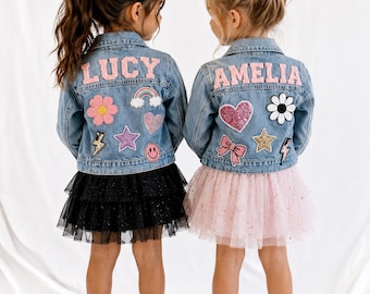 Personalised Kids Denim Jacket with Custom Patches | Birthday Jean Jacket. Girl. Toddler gift