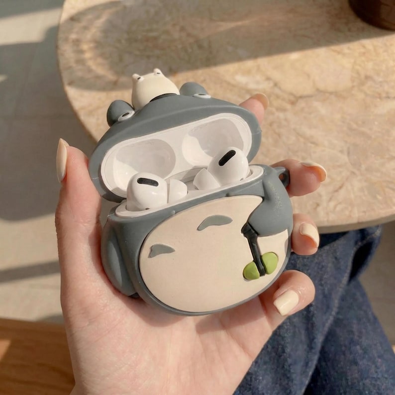 Totoro AirPod Case, Kawaii Anime Forest Spirit 3D Silicone Earphone Case, Cute Studio Ghibli Gift For Her Him, Novelty Anime Airpods Cover image 2