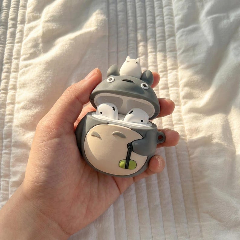 Totoro AirPod Case, Kawaii Anime Forest Spirit 3D Silicone Earphone Case, Cute Studio Ghibli Gift For Her Him, Novelty Anime Airpods Cover image 5