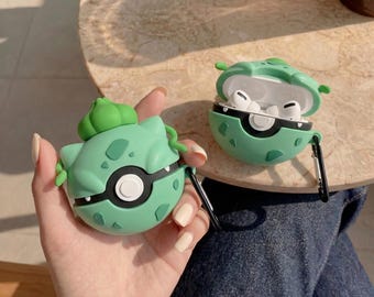 Bulbasaur Airpod Case, 3D Pokemon Pokeball Earphone Case, Cute Anime Silicone Novelty Gift, Kawaii Gamer Birthday Gift For Her Him
