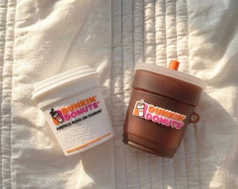 Dunkin Donuts Coffee Cup Airpod Case, 3D Novelty Silicone Drink Earphone Case, Cute Coffee Lover Gift, Kawaii Drinkware Birthday Gift For