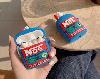NOS Nitrous Bottle Airpod Case, 3D JDM Car Guy Silicone Earphone Case, Novelty Racing Gift For Him, Funny Car Lover Airpods Cover