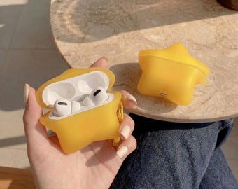 Yellow Star Airpod Case, Cute 3D Kawaii Star Earphone Case, Aesthetic Silicone Star Gift For Her, Novelty Cute Tech Accessory Birthday Gift