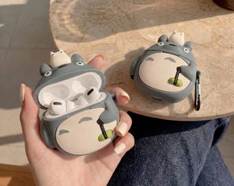 Totoro Airpod Case, Kawaii Anime Forest Spirit 3D Silicone Earphone Case, Cute Studio Ghibli Gift For Her Him, Novelty Anime Airpods Cover