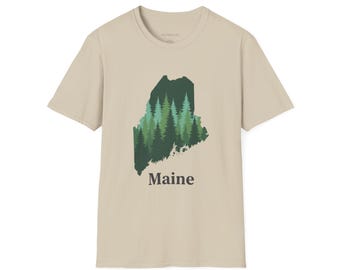 Camiseta con el mapa del estado de Maine Forest