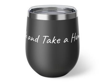 Vaso térmico para vino de 355 ml con frase inspiradora.