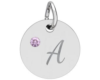 Colgante con inicial personalizada, dije de piedra de nacimiento